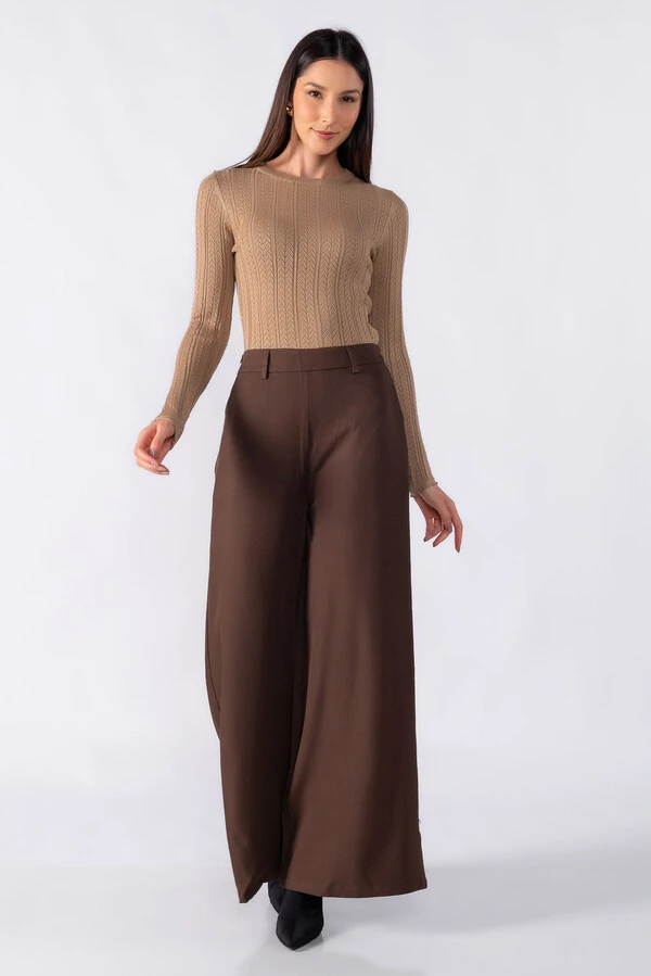 Blusa basica texturizada manga longa