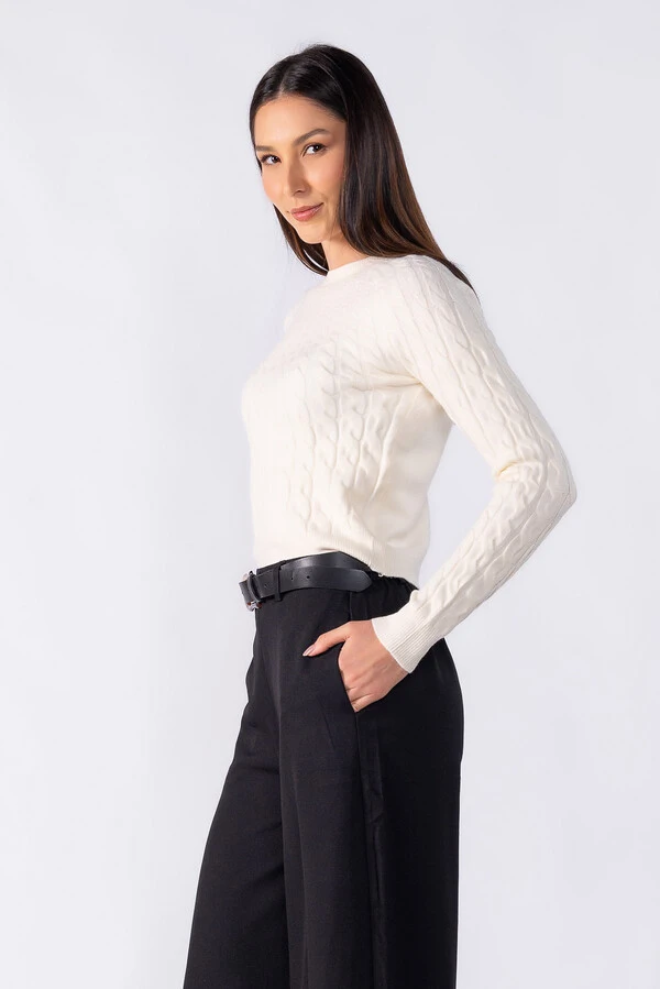 Blusa sueter texturizada manga longa