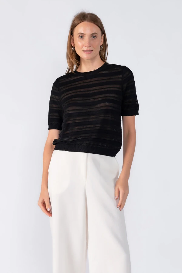 Blusa listrada manga curta