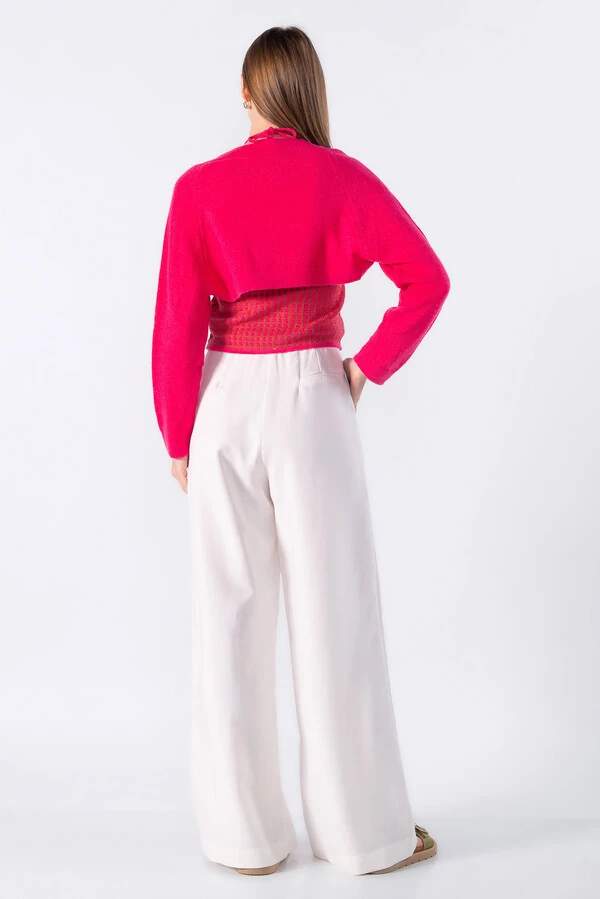 Casaco e top bicolor de tricot