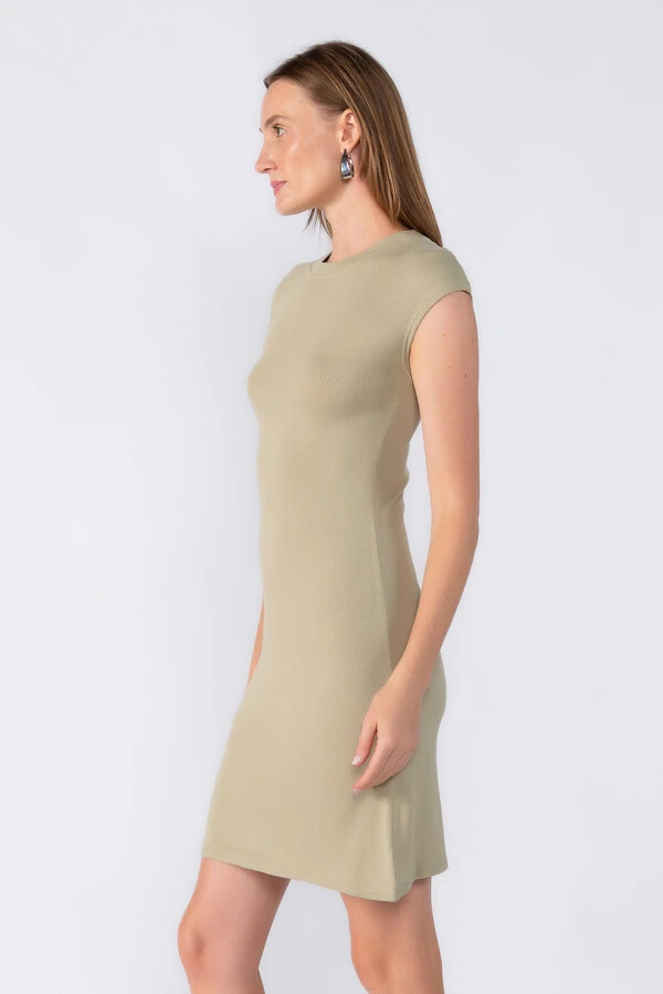 Vestido curto canelado manga japonesa