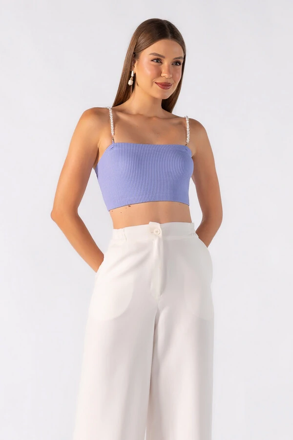 Top faixa com alcas perolada removivel