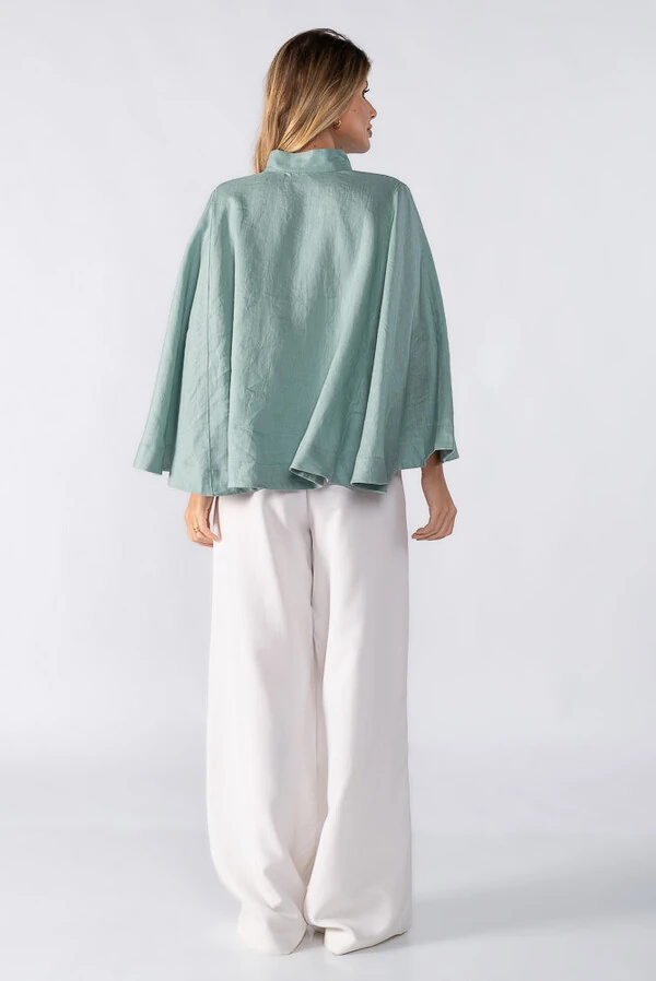 Poncho linho com botoes