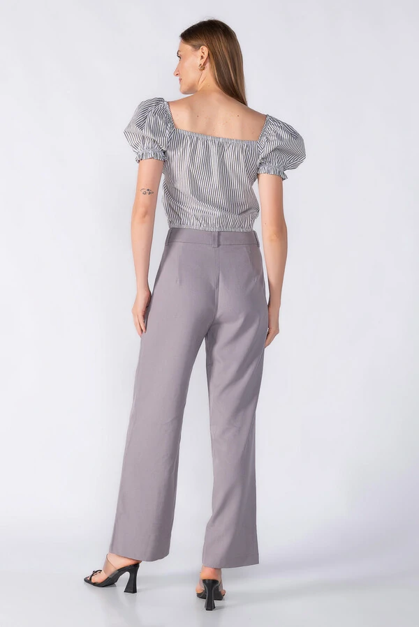 Cropped listrado manga bufante