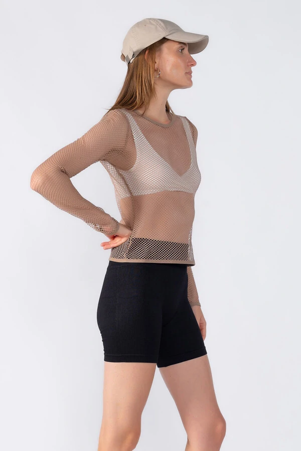 Blusa manga longa em tela com top