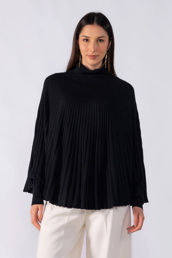 Poncho canelado com punho