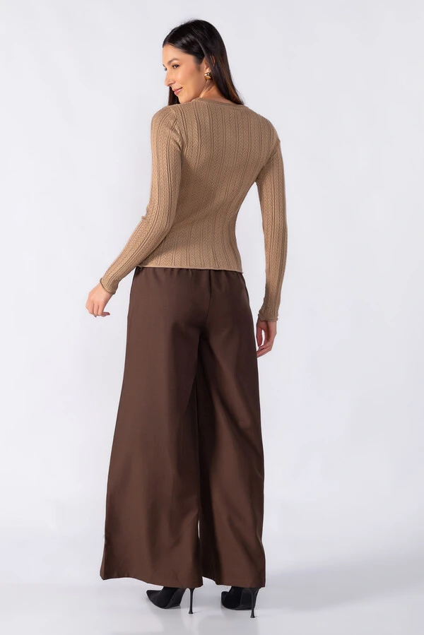 Blusa basica texturizada manga longa