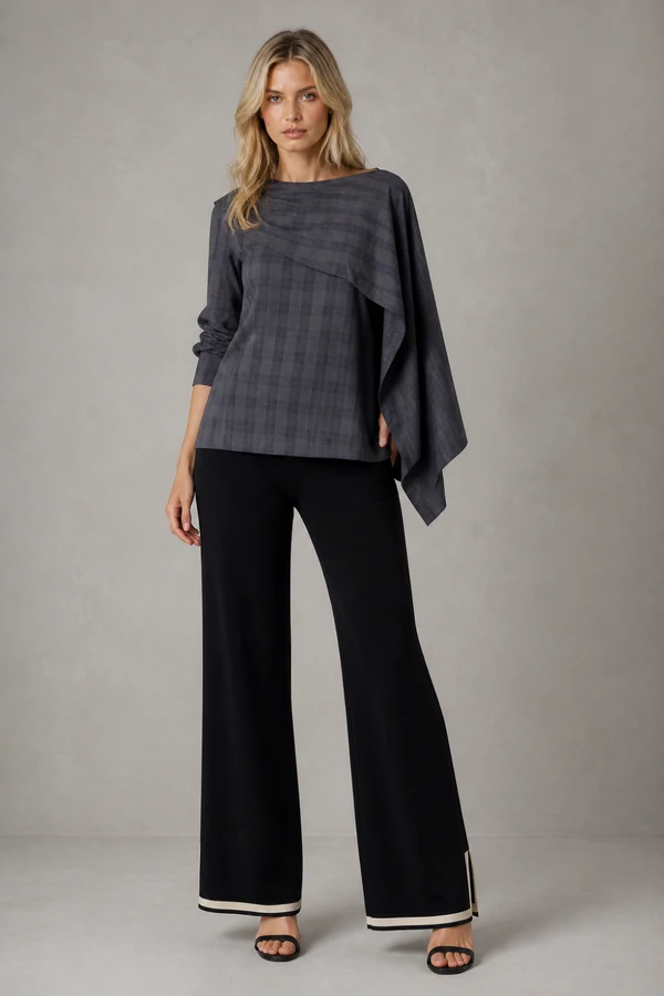 Blusa manga longa com capa sobreposta