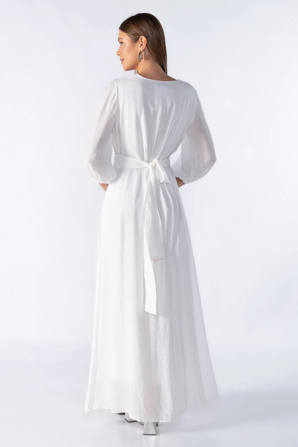 Vestido longo com decote em v