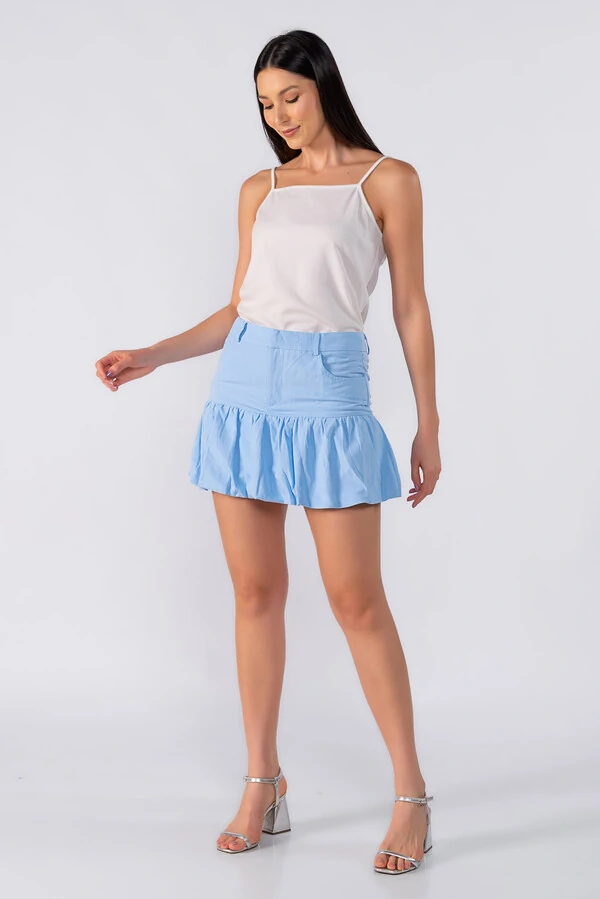 Mini saia balone com bolsos