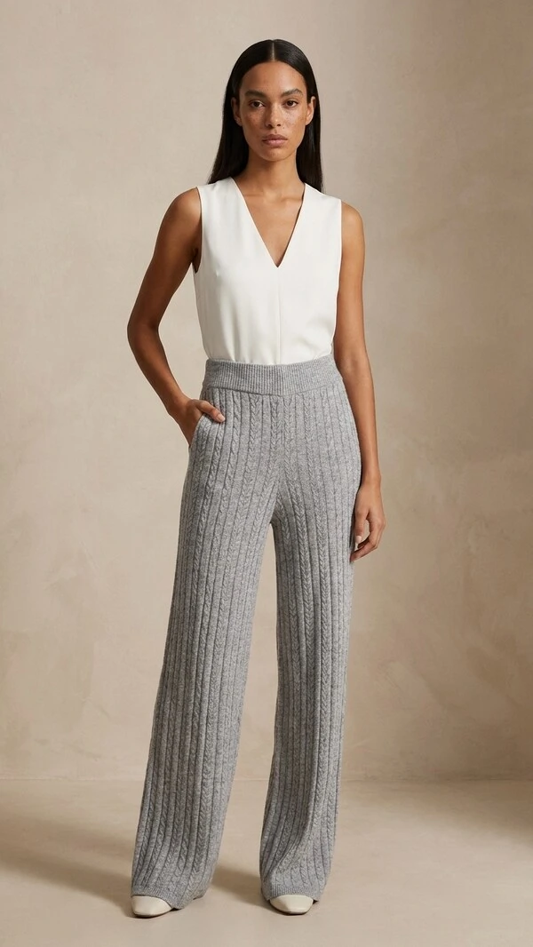 Calça tricot texturizada