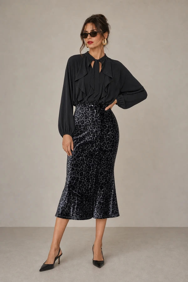 Saia veludo animal print