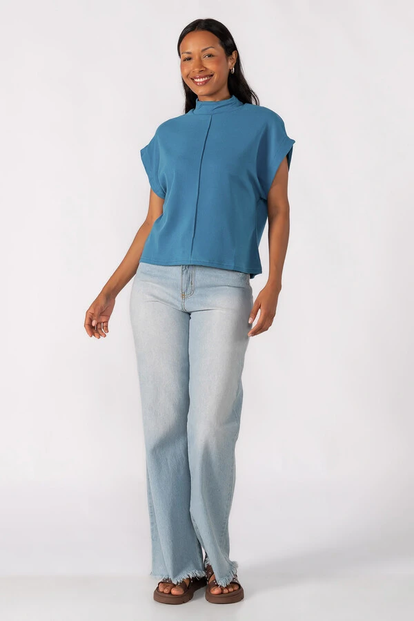 Blusa gola alta canelada