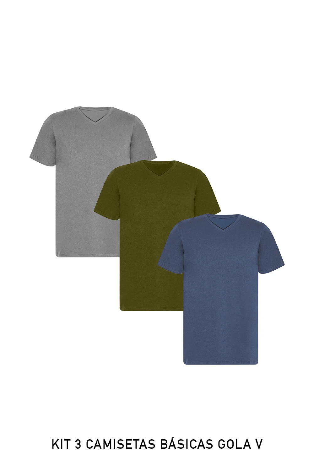 Foto Kit 3 Camisetas Básicas Gola V