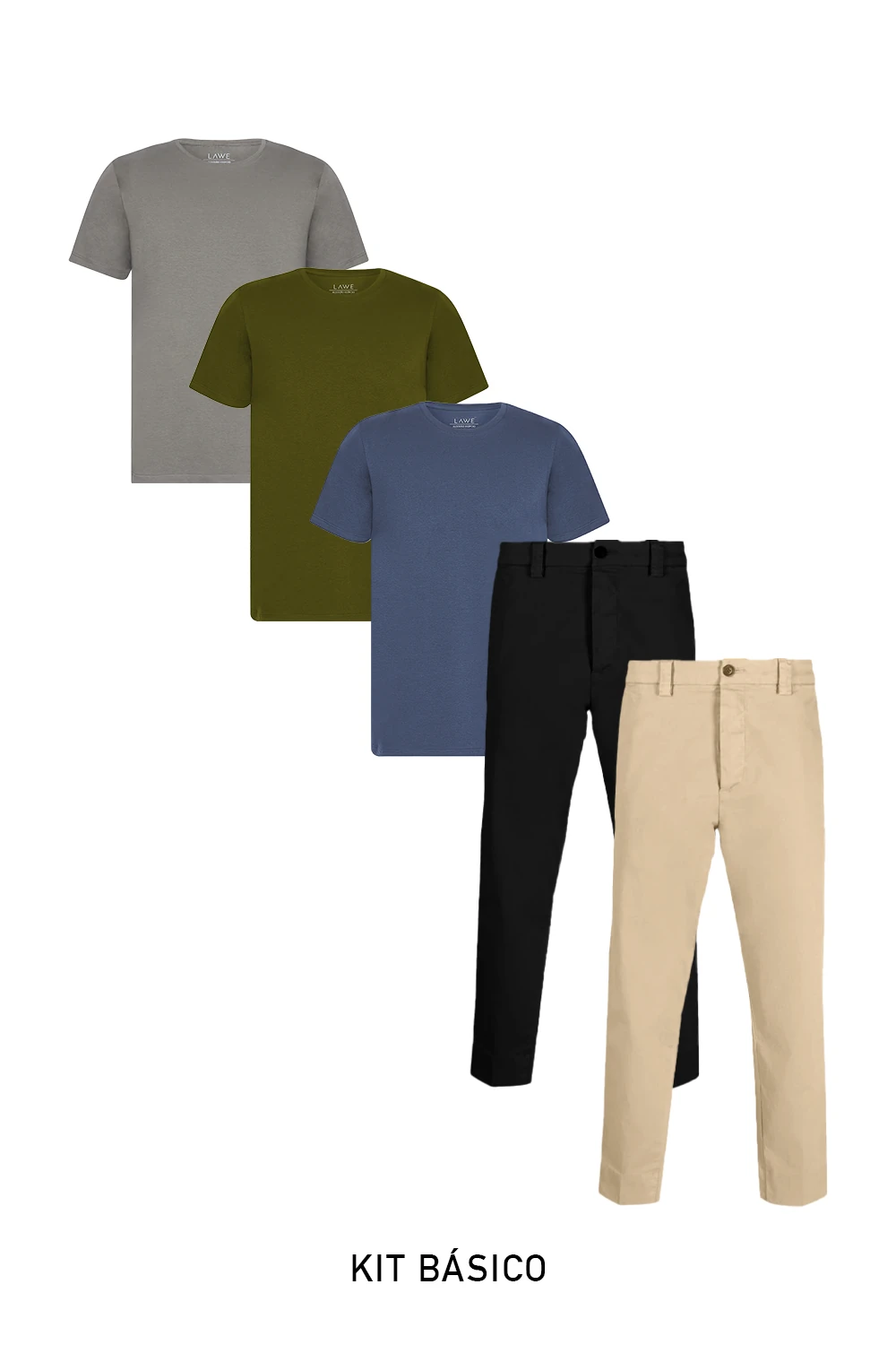 Foto Kit 3 Camisetas Básicas e 2 Calças Alfaiataria