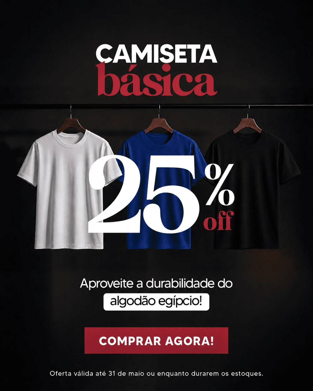 Saldo - Camiseta Básica com 25% off