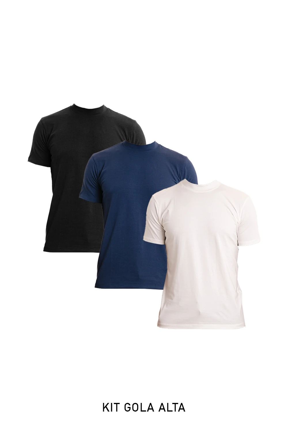 Foto Kit 3 Camisetas Gola Alta Algodão Egípcio 140