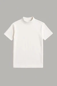 Camiseta Gola Alta Algodão Egípcio Manga Curta 210