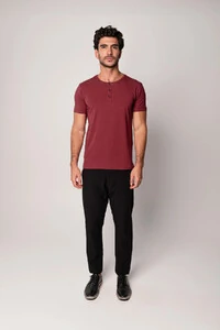 Camiseta Henley Manga Curta