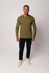 Camiseta Henley Manga Longa