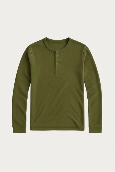 FotoCamiseta Henley Manga Longa