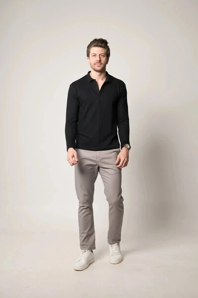 Foto Camisa Polo Texturizada Manga Longa
