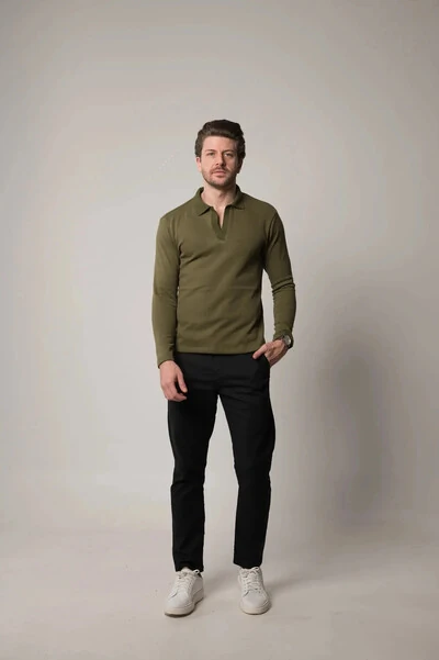 Foto Camisa Polo Texturizada Manga Longa