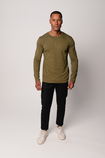 FotoCamiseta Henley Manga Longa