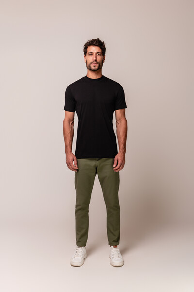 Foto Camiseta Gola Alta Algodão Pima Suedine