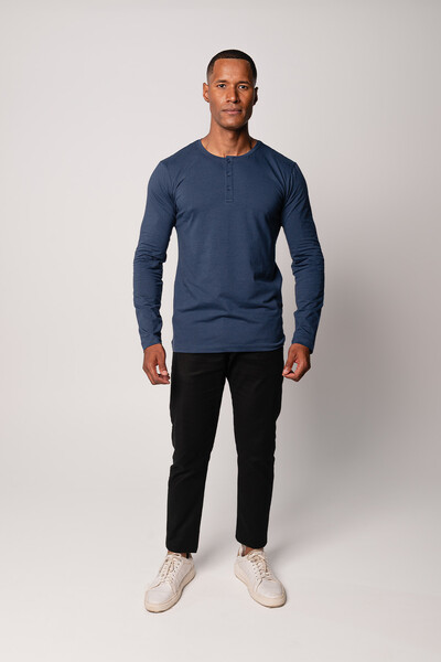 FotoCamiseta Henley Manga Longa