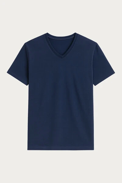 FotoCamiseta de Algodão Egípcio Gola V