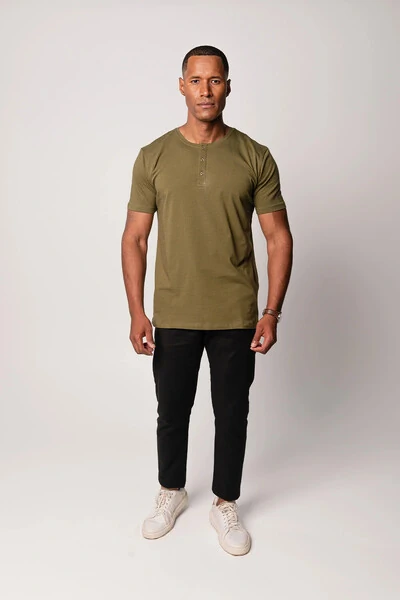 Foto Camiseta Henley Manga Curta