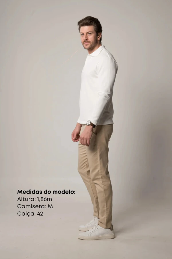 Camisa Polo Texturizada Manga Longa