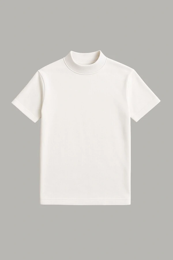 Camiseta Gola Alta Algodão Egípcio Manga Curta 210