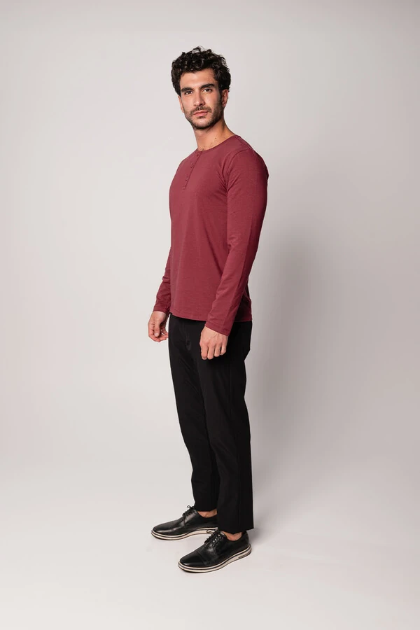Camiseta Henley Manga Longa