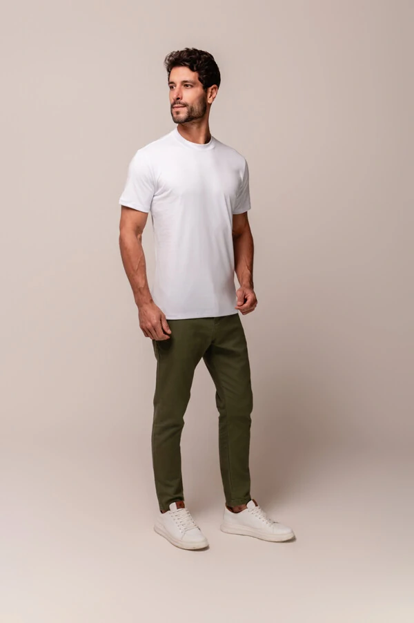 Camiseta Gola Alta Algodão Pima Suedine