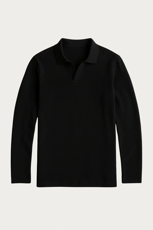 Camisa Polo Texturizada Manga Longa