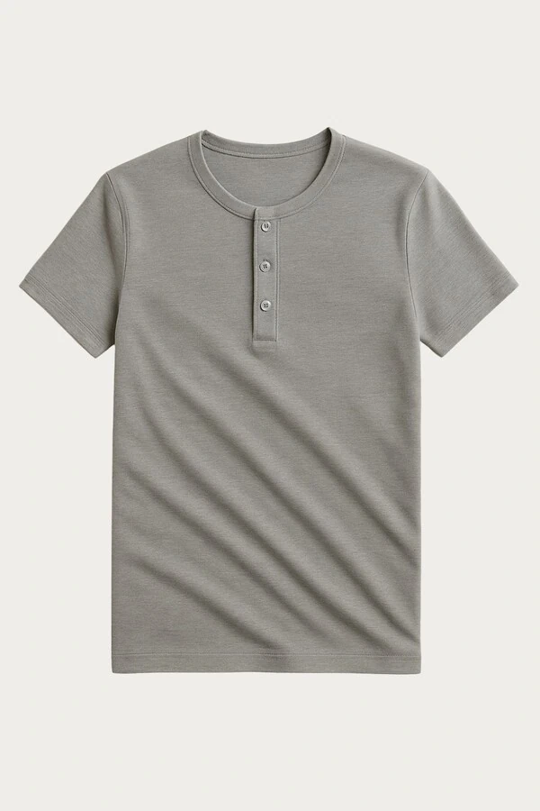 Camiseta Henley Manga Curta