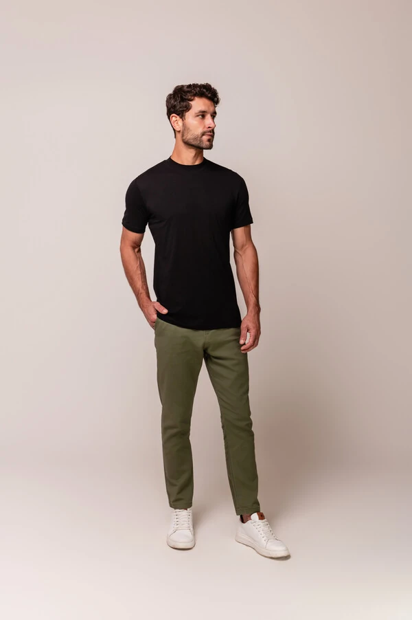 Camiseta Gola Alta Algodão Pima Suedine