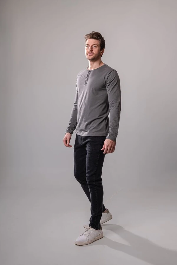 Camiseta Henley Manga Longa