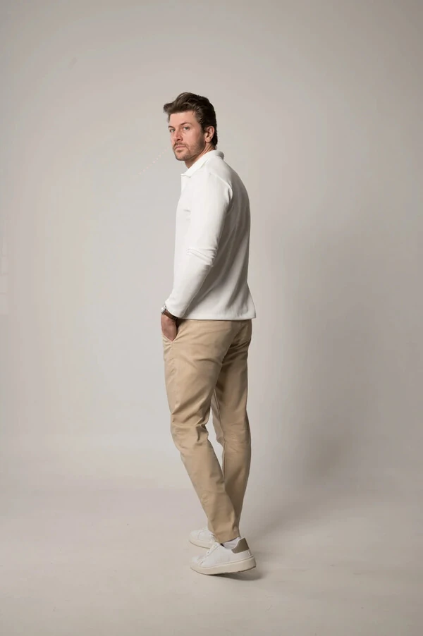 Camisa Polo Texturizada Manga Longa