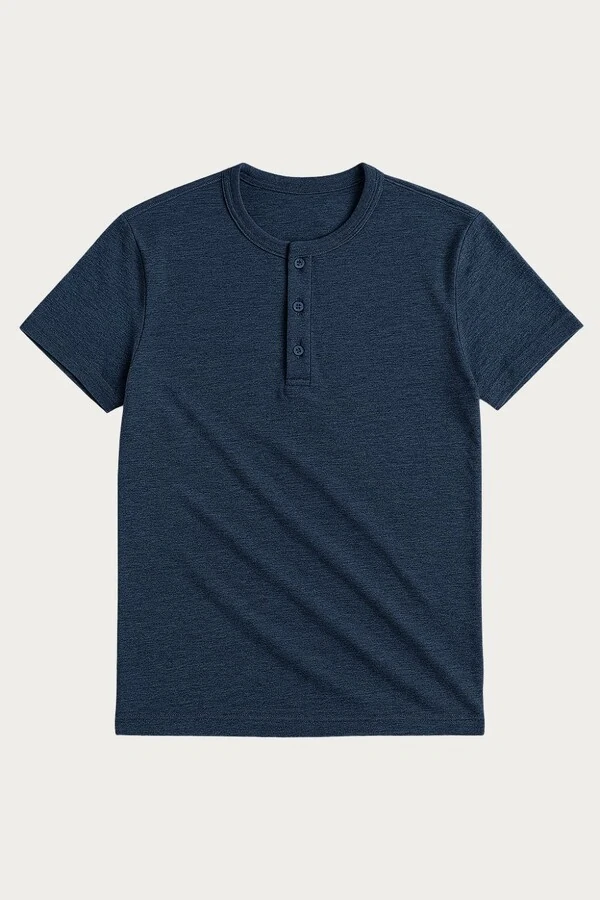 Camiseta Henley Manga Curta