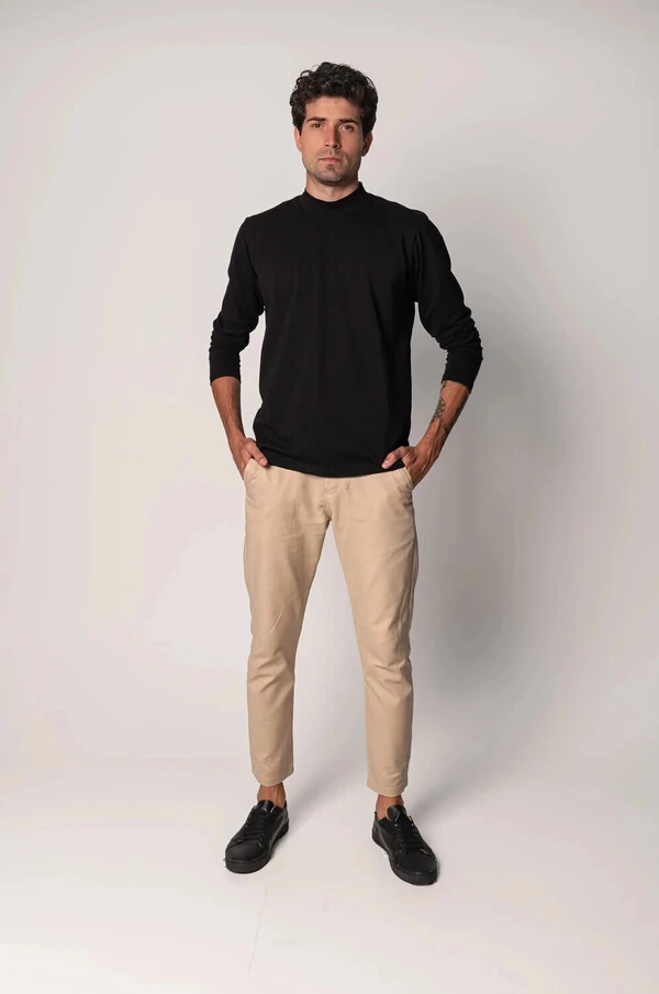 Camiseta Gola Alta Algodão Egípcio Manga Longa 210