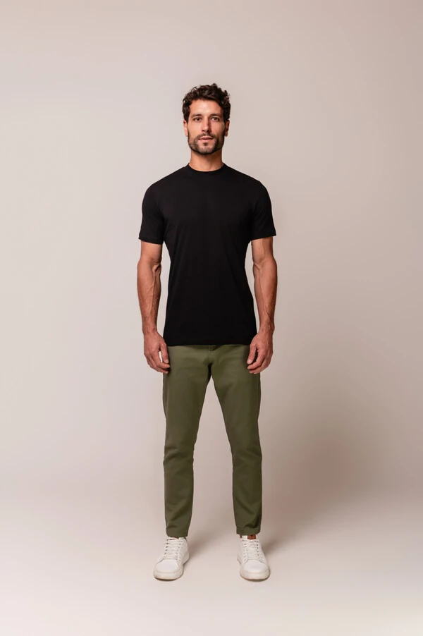 Camiseta Gola Alta Algodão Pima Suedine