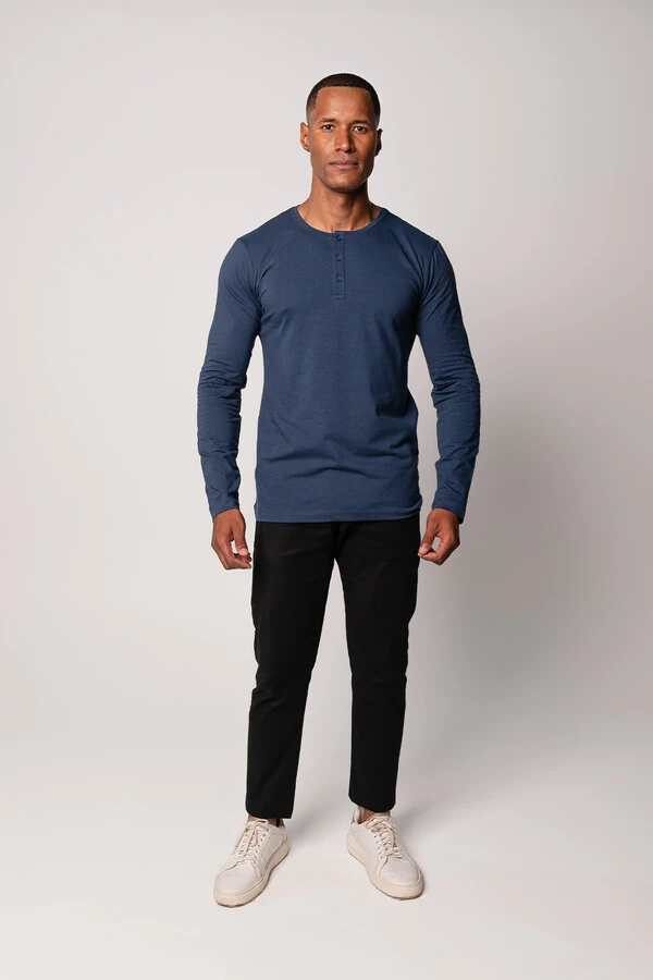 Camiseta Henley Manga Longa