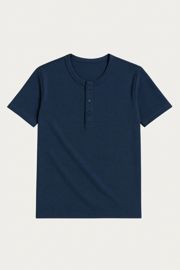 Camiseta Henley Manga Curta