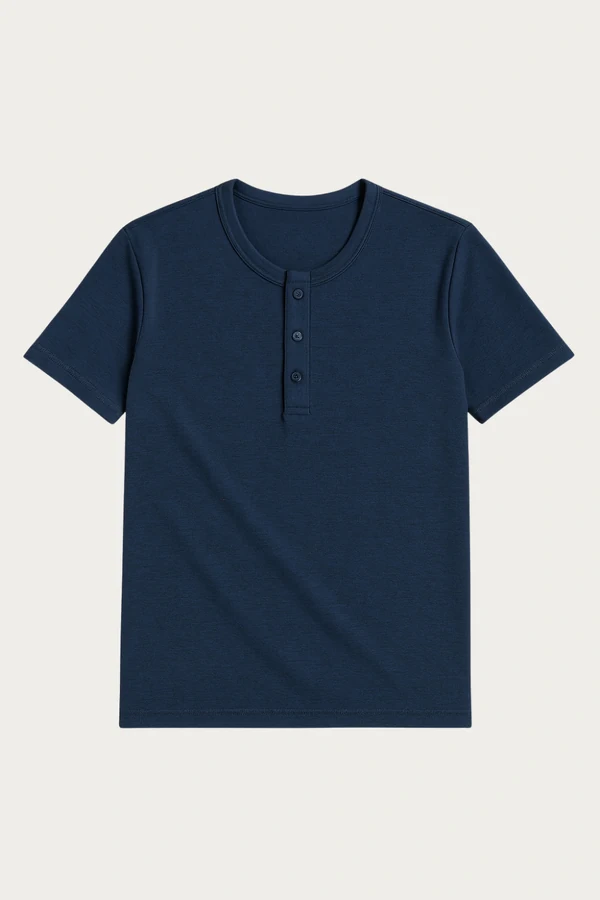 Camiseta Henley Manga Curta