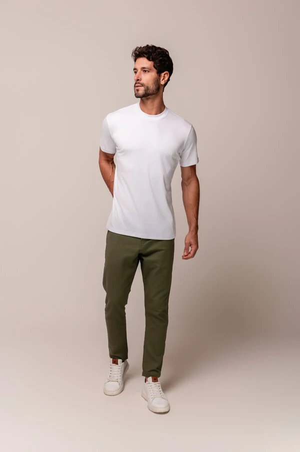 Camiseta Gola Alta Algodão Pima Suedine