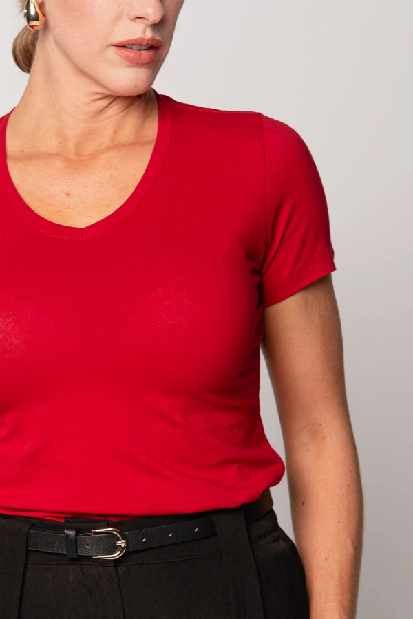 Camiseta Gola V Algodão Egípcio Feminina