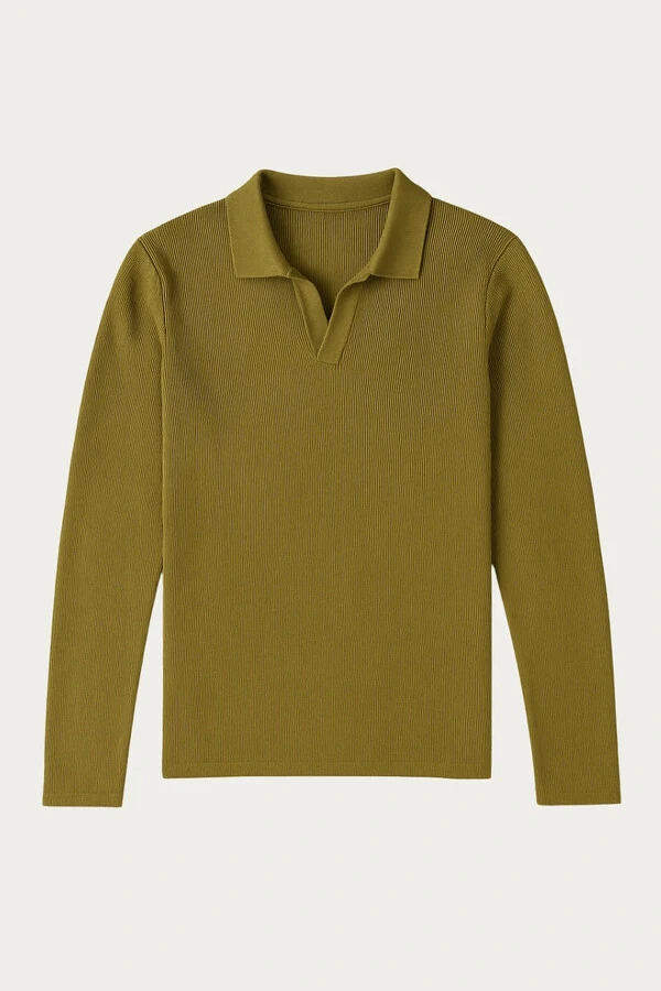 Camisa Polo Texturizada Manga Longa